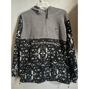 Free Nature Men's  XL Aztec Fleece Hoodie 1/4 Zip Southwestern Tribal